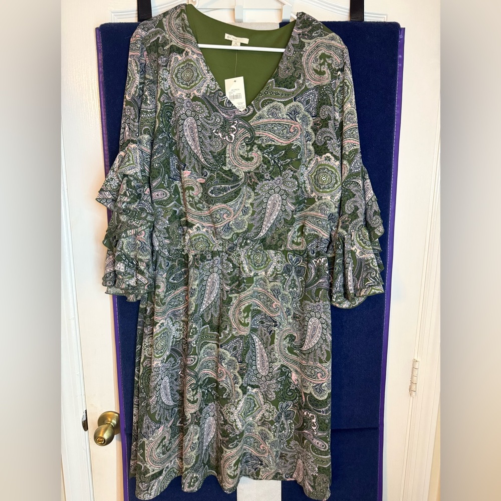 Cato Fashions NWT
Green and Pink Paisley Dress
Size XL